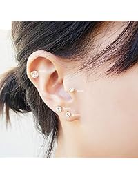 Spoil Cupid - Pendientes de tuerca de plata de ley chapada en oro de 14 quilates con circonita cúbica