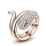 Winter.Z Noble and Elegant Ladies Jewelry Popular Explosion Models Austria Crystal Rose Gold Blue Eye Snake Ring Wedding