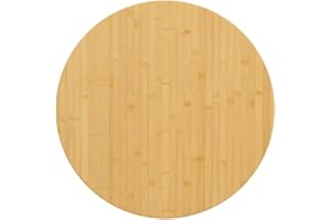 vidaXL Premium Round Bamboo Table Top - Easy-to-Clean, Varnished Finish, 23.6" Diameter x1 Thickness, Versatile for Residential or Commercial Use, Brown