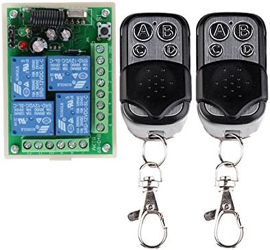 TengtaidaX RF Wireless Remote Switch Control Lighting Switch 12V 4Channels (4 Relays)1 Receiver & 2Transmitters Toggle/Latched/Momentary