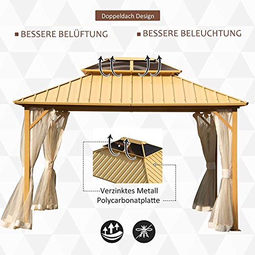 DNNAL Pavillon mit Seitenwänden, Außen Canopy Doppeldachgarten Pavillon Partyzelt für Außenhof Garden Villa (3,65 X 2,99… – Bild 4