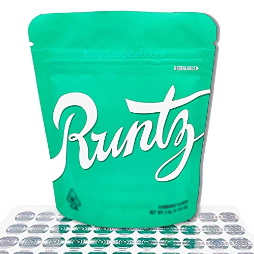 100 Pack, Runtz Mylar Foil Resealable Ziplock 3.5 gram Smell Proof Heat seal Runtz Cookie