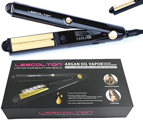Steam Hair Straightener for Argan Oil Infusion Treatment,2 in 1 Hair Curler Professional Ceramic Flat Iron For Straightening & Roll Hair with Auto Shut-Off, Dual Voltage