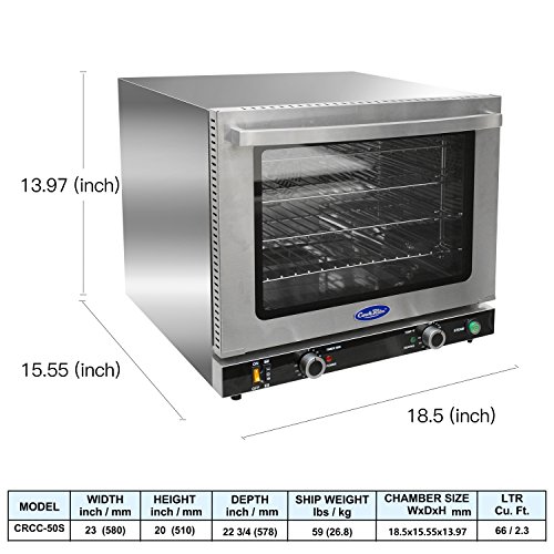 Commercial Electric Convection Oven,COOKRITE CRCC-50S Commercial Medium Electric Countertop Convection Oven Stainless Steel Top Browning Element Moisture Injection Function Compact Toaster 1/2 Shelves