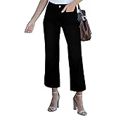 Women's Cropped Wide Leg Jeans Butterfly Elastic High Waisted Baggy Flared Jeans Trendy Stretchy Denim Pants