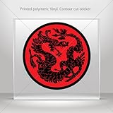 Decals Decal Dragon Martial Arts Red Black Garage Sports car Durable Racing M (10 X 10 In)