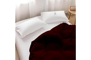 ARlinen 1 Piece Super King Duvet Cover 98x108 Inches, 100% Cotton, Breathable and Ultra Soft Burgundy Solid Comforter Cover with Zipper Closure and 4 Corner Ties