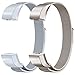 Oitom For Fitbit Alta HR Accessory Bands and For Fitbit Alta Band,Fashion Stainless Steel Milanese Loop Wristband (2 Pack Pearl White+Champagne, Large 6.7