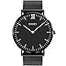 Men's Simple Analog Quartz Watch, Aposon Unique Luxury Dress Wrist Watch Thin Minimalism Business Casual Watch with Stainless Steel Mesh Band Water Resistant - Black