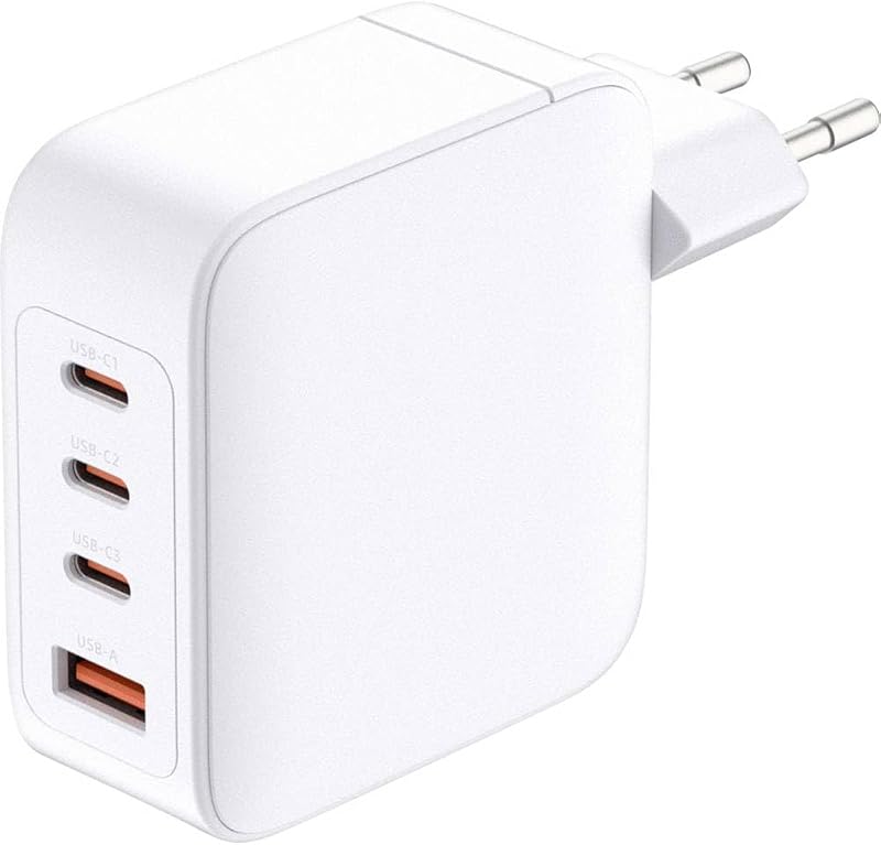 DCP-101 Cargador USB GAN 100W – Cargador rápido de 4 Puertos con USB-C PD 3.0 y QC 4.0 – Adaptador Compacto para portátil, móvil y Tablet – Enchufe EU