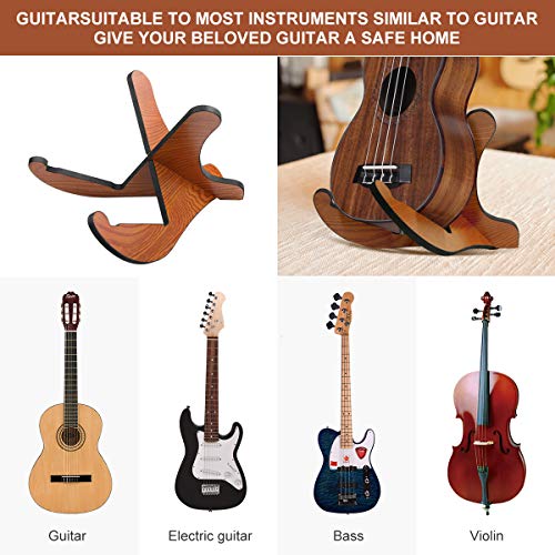 DTNO.I Guitar Stand, Universal Wooden Guitar Stand Acoustic Guitar Stand with Guitar Capo, Portable Detachable Instrument Holder Stand for Musical String Instrument and Acoustic Classical Bass Guitars