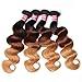 Jolia Hair 8A Brazilian Virgin Hair Weave Body Wave Ombre Blonde Human Hair Bundles 3 Tone #1B/4/27 Brazilian Hair Extensions No Shedding (18 20 22)
