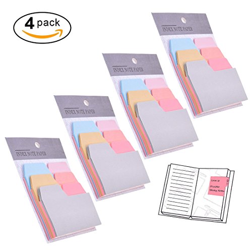 Divider Sticky Notes 90 Ruled Notes with 6 Color and Size, 4 Pack Index Self Stick Notes Take Notes and Mark Pages for Home Office School