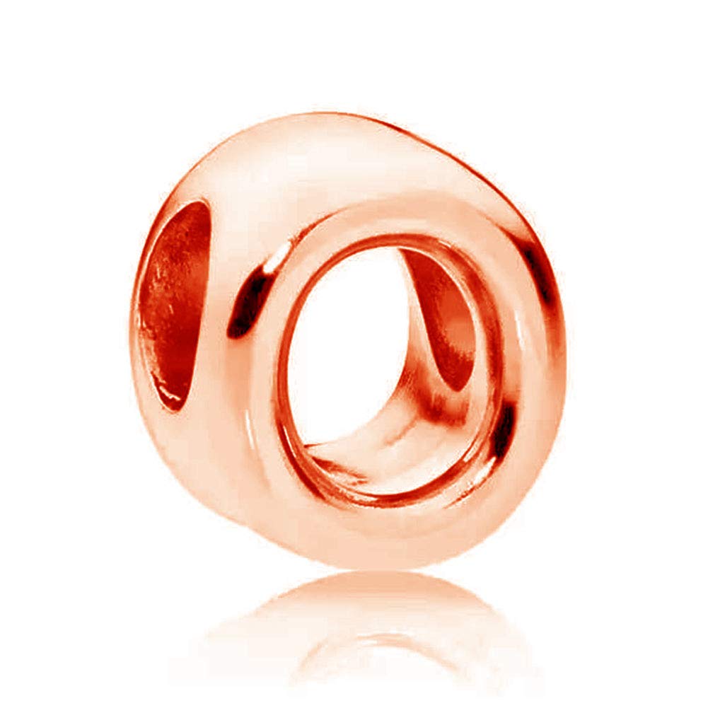 Rose Gold Alphabet Charms 925 Sterling Silver Beads Letter Initial O Charm Anniversary Charm Words Charm for Pandora Charms Bracelet (O)