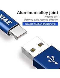 USB C Cable,XIAE 5Pack (3 3 6 6 10FT) Nylon Braided Fast Charging Cable Aluminum Housing Compatible with Samsung Galaxy S10 S9 Note 9 8 S8 Plus,LG V30 V20 G6,Google Pixel,Huawei P30 P20-Black&Blue