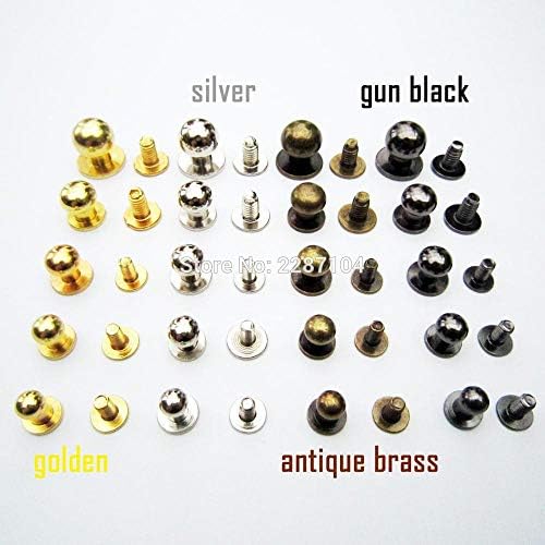 Best Quality - Leathercraft Accessories - 10pcs Solid Brass Globular Round Head Stud Spot Screwback Back Leather Bag Belt Chicago Screw Nail Rivet Button 4 Color 5 Size - by ABYSTEPS - 1 PCs