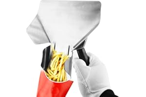 XIAOKEIS Stainless Steel French Fry Popcorn Scoop, Comerical Quick Fill Tool for Food Bags & Boxes, Multipurpose Utility Scooper for Bagger French Fries, Ice, Dry Goods(size:195 X 238mm)