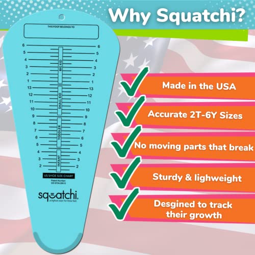 Squatchi Shoe Sizer for Baby, Toddler & Kids Home Foot Measuring