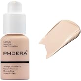 PHOERA Foundation, Matte Oil Control Concealer Cream, 101 Porcelain, 30ml | Long Lasting Waterproof Makeup, Full Coverage Foundation, Flawless Soft 24 HR