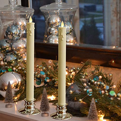 Set of 2 3D Moving Wick Flameless Candles ,with Candlesticks.LED