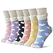 SKOLA 4 Pairs Cozy Winter Fuzzy Women Socks Grip Slippers Fluffy House Non Skid Microfiber Socks(H-Series)
