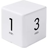 Feilifan Cube Timer, Productivity Cube Rotating Timer, 1-3-5-10 Minute | Time Preset, Kitchen, Studying, Workout, Classroom, Kids ADHD, White