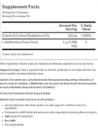 Now Foods l-methionine, 100 Cápsulas/500 mg, No Model, paquete de de 1, 1, 1