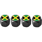 4 Pcs Tire Valve Stem Caps Cover, Metal Air Valve Cap, Aluminum Car Wheel Stem Caps, Universal Stem Covers for Cars, Trucks, Bikes, Motorcycles, Corrosion Resistant (Jamaica Flag)