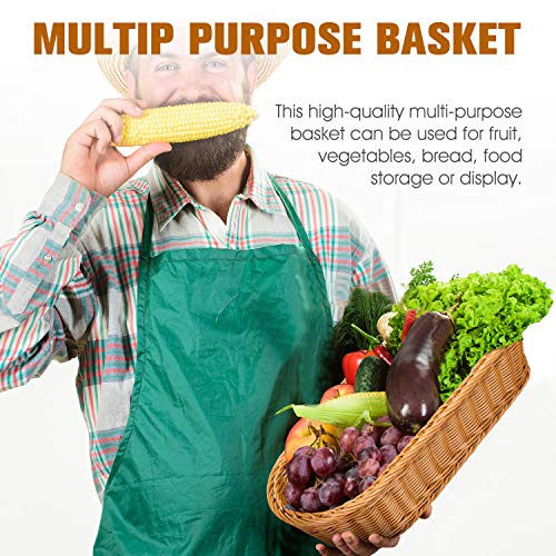 Natural Wicker Bread Basket,Long Woven Tabletop Food Fruit Multifunctional Sturdy Storage Serving Basket(3 PACKS) - Thumbnail 5