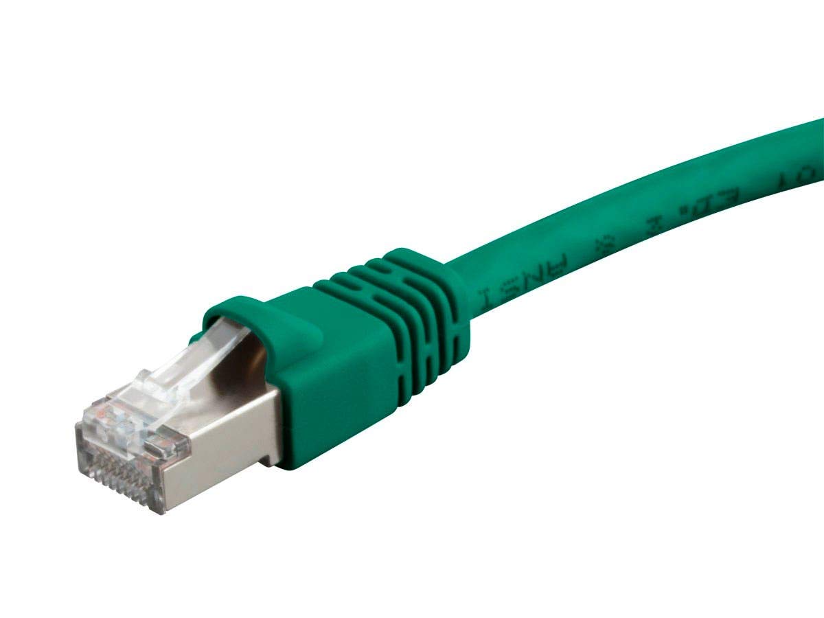 Photo 1 of Monoprice Cat6A 50ft Green Patch Cable Double Shielded (S/FTP) 26AWG 10G Pure Bare Copper Snagless RJ45 Fullboot Series Ethernet Cable