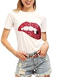 ROMWE Women's Short Sleeve Cute Print T Shirts Tops