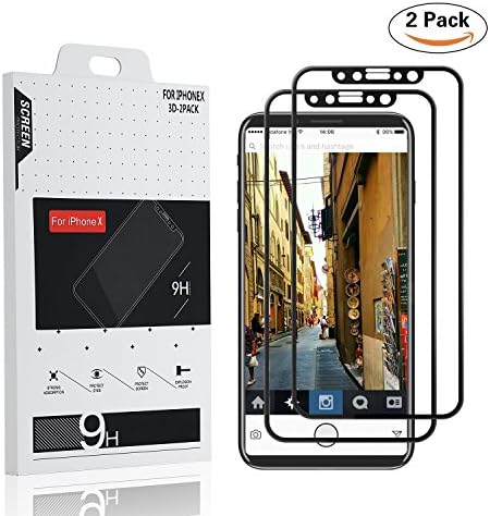 Iphone X Screen Protector ,Full Cover 3D Round Edge Iphone Tempered Glass 9H Electroplated ,Anti-Scratch Bubble free /High -Transparentcy Crystal Clear,For Iphone X /Iphone10