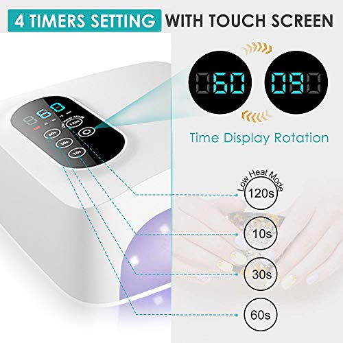 Nail Dryer 72W Gel Nail Polish UV Light With 3 Timers, Automatic Sensor for Gels Polishes (Needed Plugged in-White)