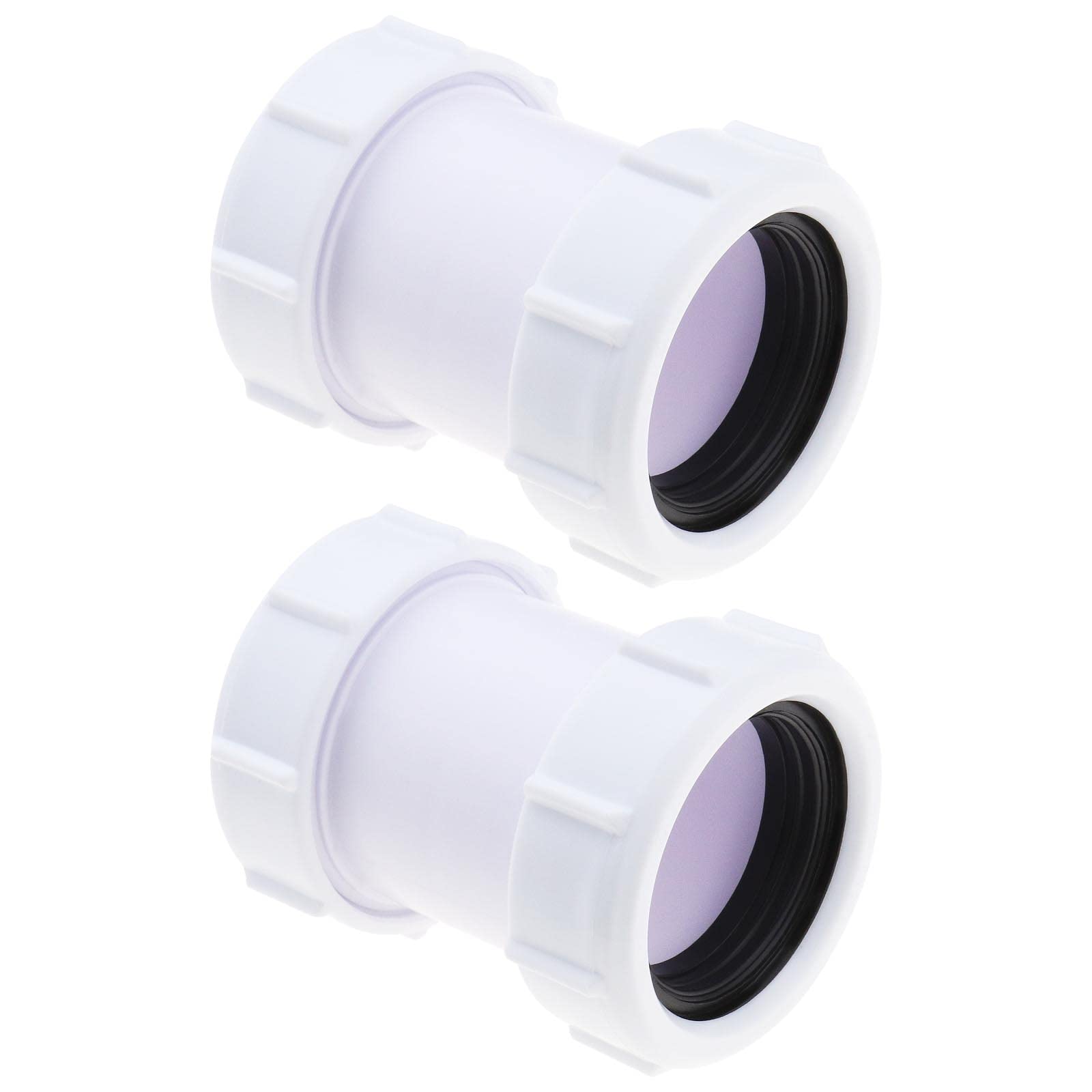EMSea 2PCS Straight Pipe Connector 40mm PP Waste Pipe 1/2 Compression Joiner Coupling for Bathtub Kitchen Sink Shower Tray Washing Machine Dishwasher Waste Pipes