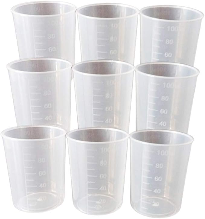 EXCEART 50pcs Plastic Measuring Cup with Scales Transparent Liquid