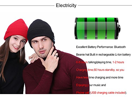 HiGOGO Unisex Smart Wireless Bluetooth Music Beanie Hat,Cashmere Warm Ski Hat Knit Cap with Earphones for Winter Cycling Running Skating Hiking Gift (Black)