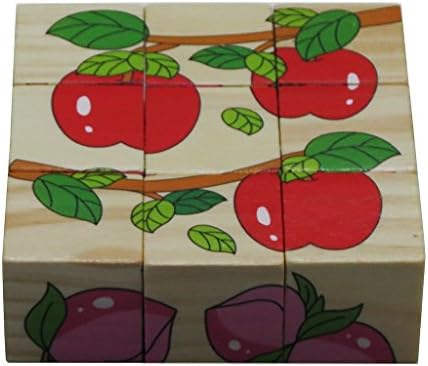 iPuzzle Fruits Wood Cube Puzzle 6 Puzzles in 1 for Toddlers Kids
