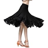 CISMARK Elegant Ballroom Dance Latin Flamenco Dance Skirt for Women