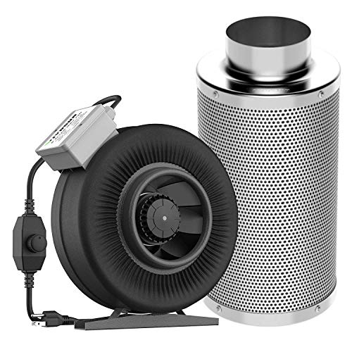 VIVOSUN 6 Inch 440 CFM Inline Duct Fan with 6" x 18" Carbon Filter Odor Control with Australia Virgin Charcoal