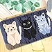Elohas Cute Cat Feeding Waterproof Non Slip 16 * 24 inch Doormats Rug Carpet for Kitchen,Bath Room,Pet Feeding Blue
