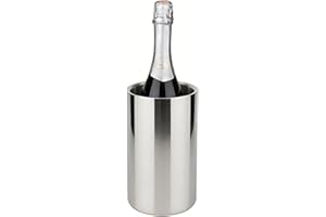 Jucoan Wine Chiller, Stainless Steel Double Wall Insulated Wine Cooler Bucket, Fits Standard 750ml Bottle, Silver