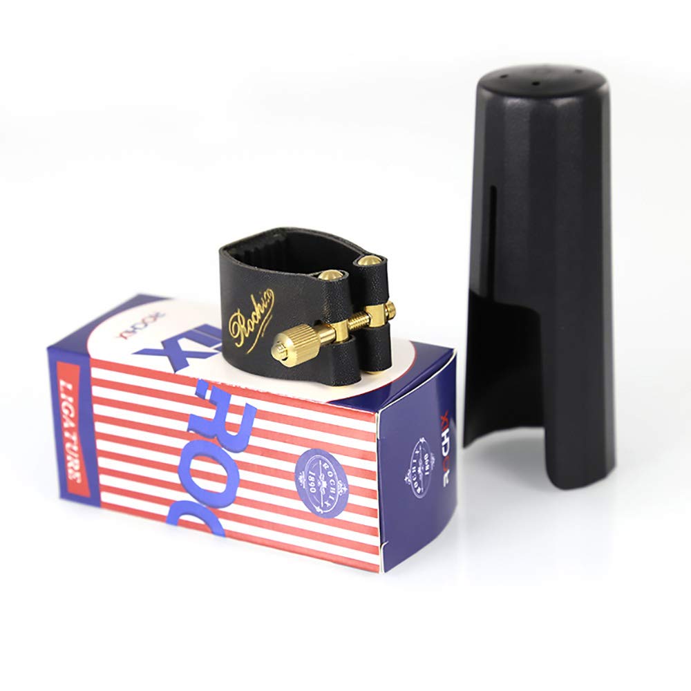 Leather Ligature and Plastic Cap for Tenor Saxophone Sax
