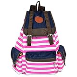 Rbenxia Canvas Backpack School Bag Stripe School College Bag Unisex