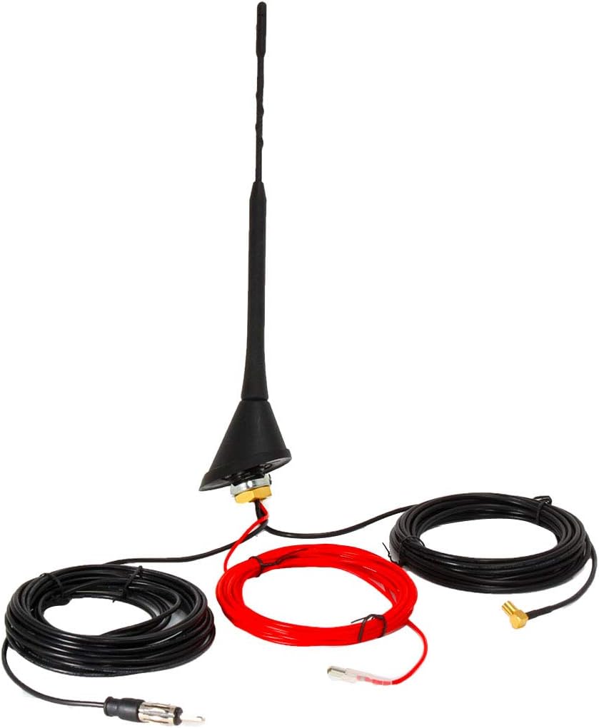 RED WOLF DAB Car Aerial Antenna SMB Adapter to DIN Connector Universal Roof Mount Active Amplified Aerial Reception Splitter for FM AM/DAB+ Radio Pioneer Clarion Alpine JVC Sony Android