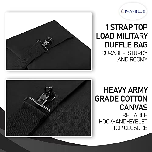Farm Blue Top Load Duffle Bag Military Duffel Bags Heavy Duty Army Grade Cotton Canvas Duffel