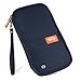 RFID Travel Passport Wallet and Credit Card Holder by FLYNOVA| Small Clutch with Zippered Pockets | Carry Money, Tickets, Documents | Includes Smartphone Pocket (Navy Blue)
