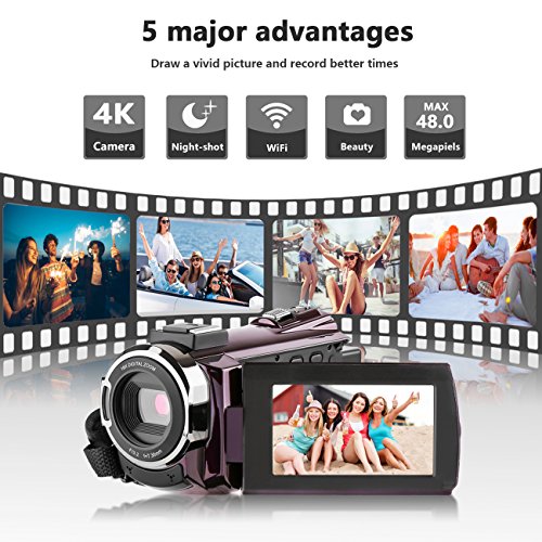 Video Camera 4K Camera Camcorder Kenuo 48MP Portable Ultra-HD