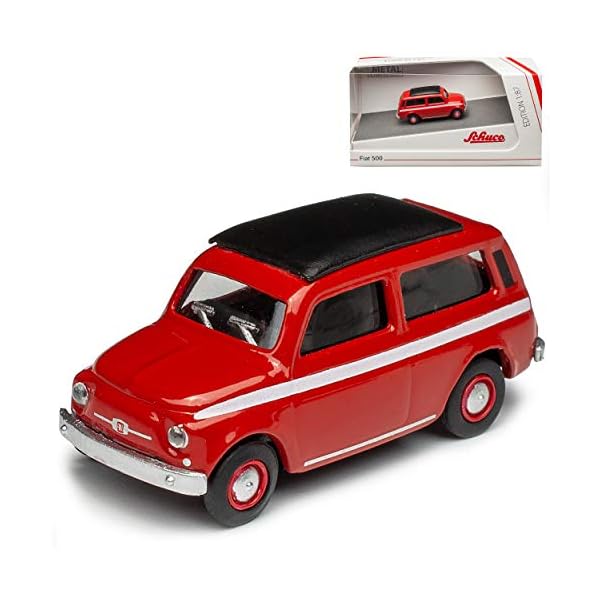 FIAT 500 Urmodell Kombi Giardiniera Rot 1957-1977 H0 1/87 Schuco Modell Auto mit individiuellem Wunschkennzeichen