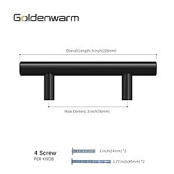 goldenwarm 25 Pack Black Cabinet Pulls Black