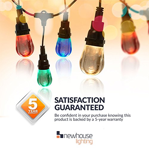Newhouse Lighting RGBWSTRING10 Outdoor LED Color Changing RGB String Lights with Warm and Cool White Light with Weatherproof Technology, Heavy Duty 18-Foot Cord with 10 Hanging Sockets and Remote